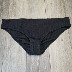 J. Crew Textured Full Coverage Bikini Bottom Black Women's 2X Plus Swim Separate